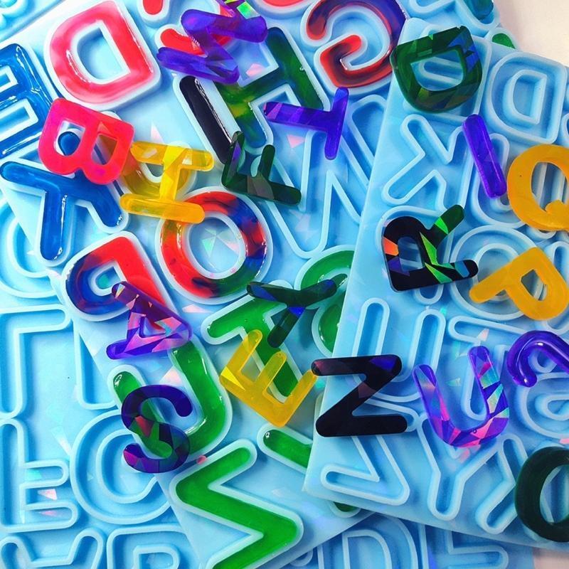 Resin Art Letter Keychain - Letra brinco molde resina holográfico-alfabeto moldes