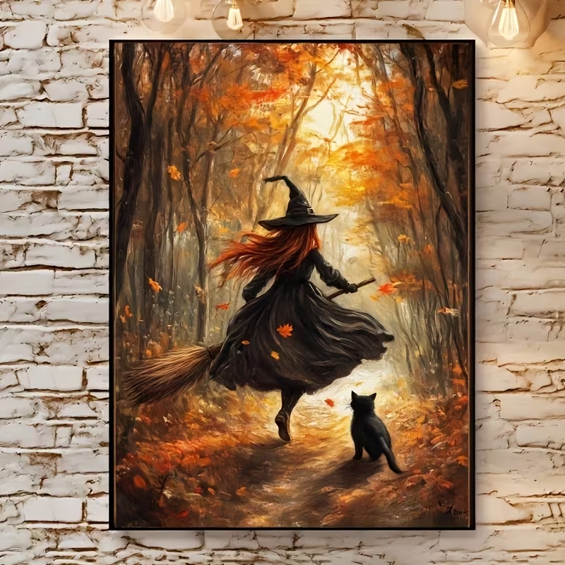 Resin Art On Canvas - Arte de parede retrô de bruxa