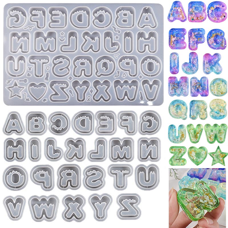 Resin Art Letter Keychain - Diy resina arte sorvete carta molde
