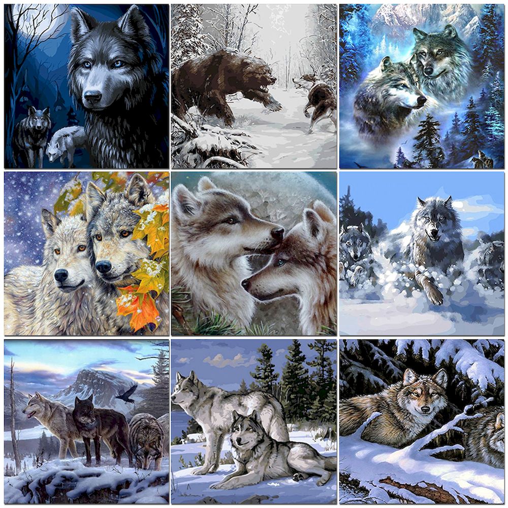 Pintura por números lobo image - Resin Art On Canvas avaliação e preço