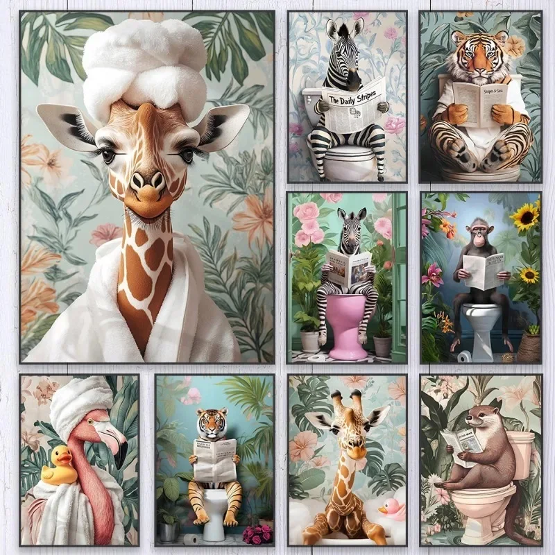Zebra no banheiro cartaz do ba - Resin Art On Canvas avaliação e preço