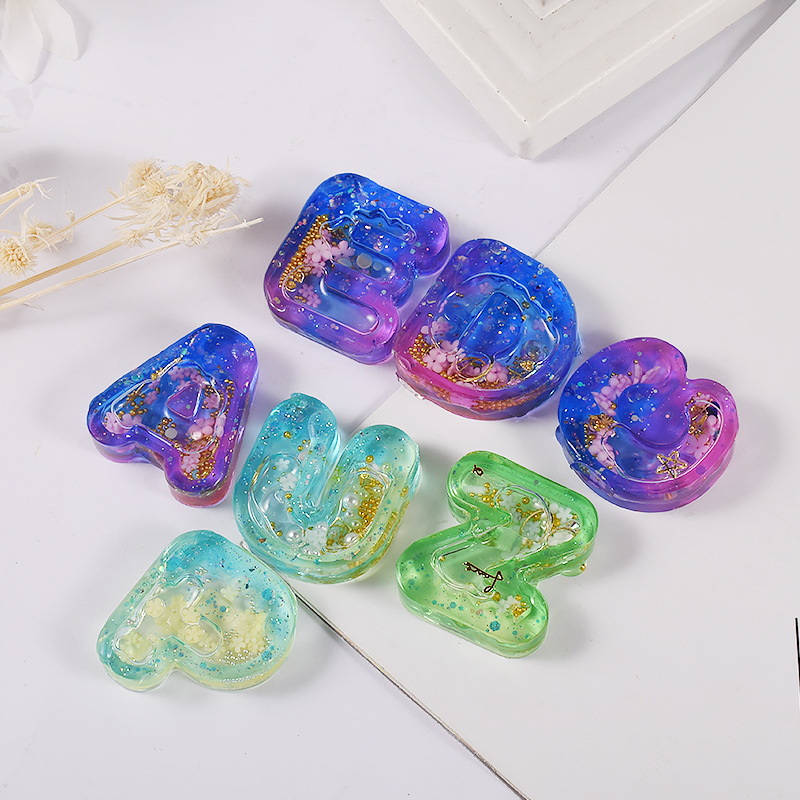 Diy resina arte sorvete carta  - Resin Art Letter Keychain avaliação e preço